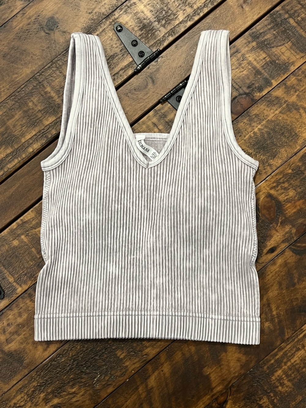 Zenana longer style Brami. Ribbed, padded, axis wash in ash mocha.